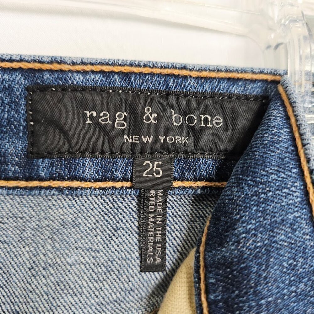 RAG & BONE Ankle Jeans size 25 BILBURY BLUE SILVER DIP Straight Cigarette Leg - Picture 4 of 8